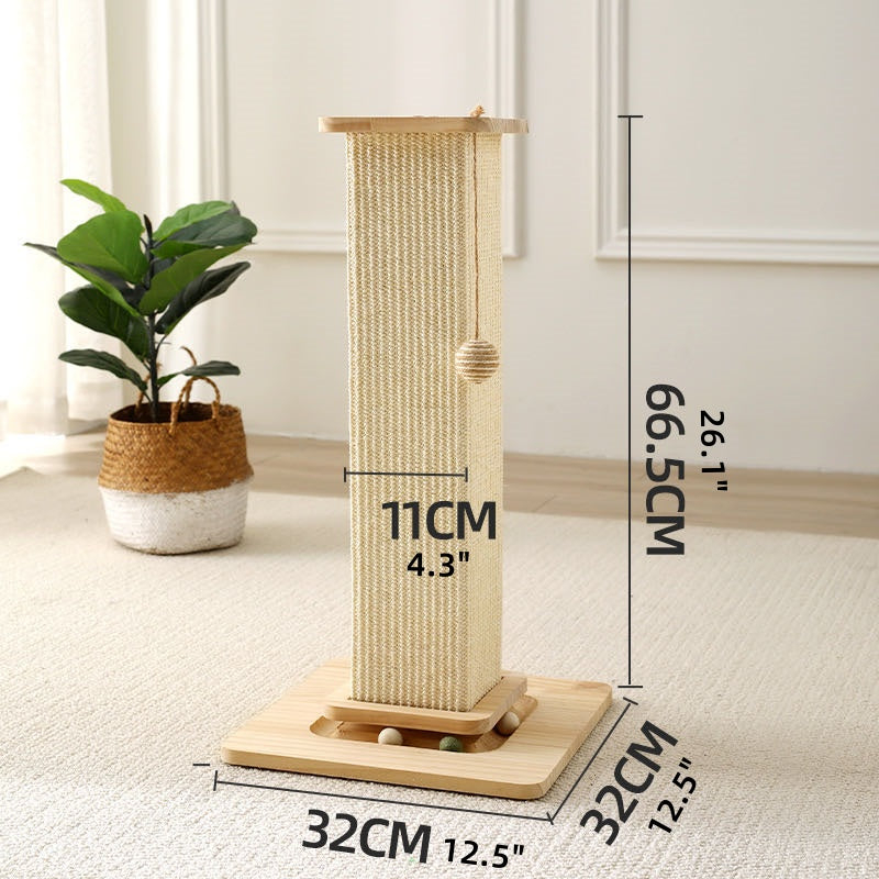 26 inch Tall Cat Scratching Post, Natural Sisal Cat Scratch