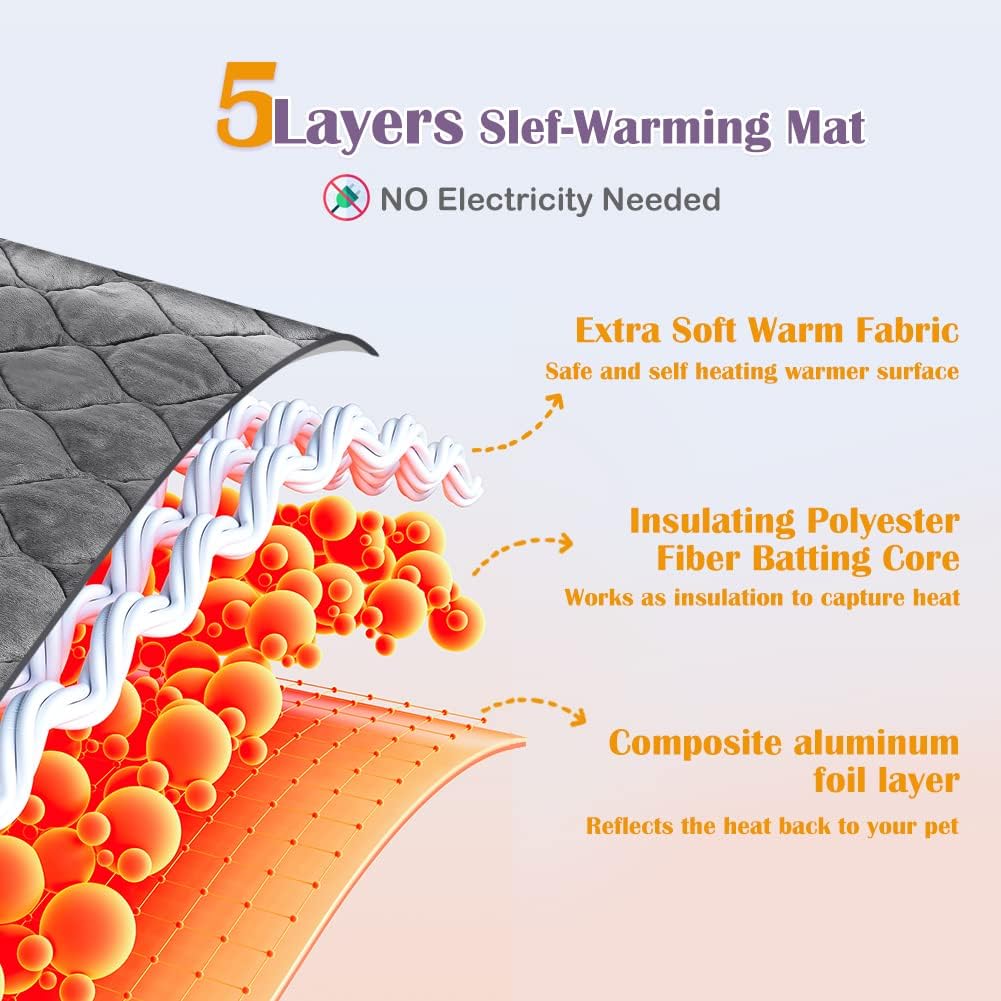 Self Warming Pet Bed Self Heating Pet Mat 20"x16"