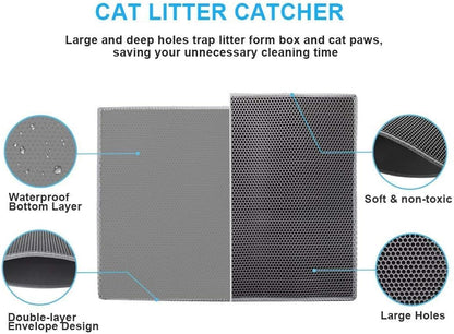 Cat Litter Mat Double Layer Waterproof Urine Proof Trapping Mat