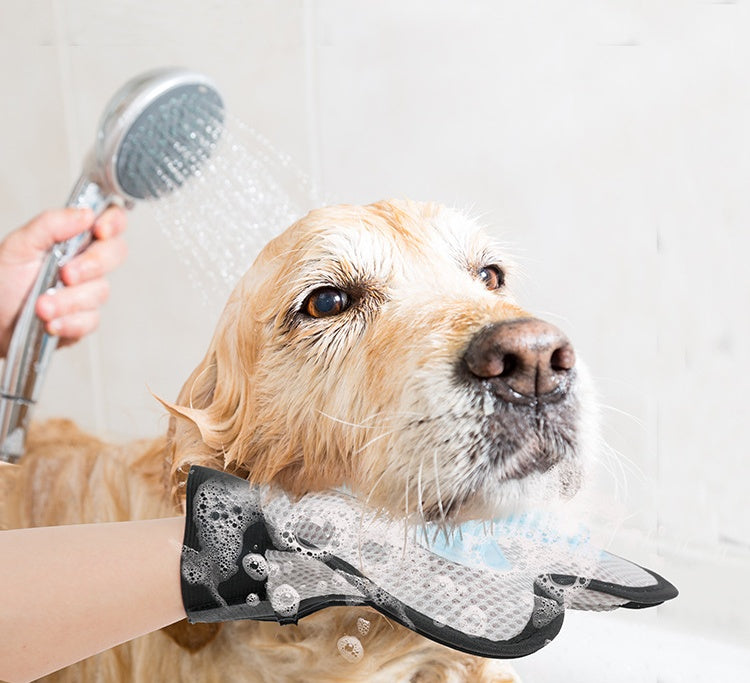 Dual Sided Dog Grooming Glove with Rubber Paw