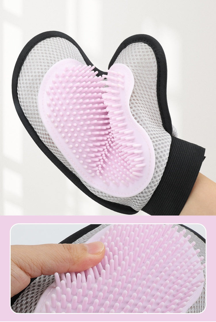 Dual Sided Dog Grooming Glove with Rubber Paw